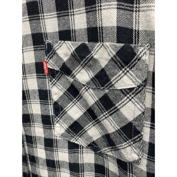 Levi's Button Down Shirt Mens Black Check Long Sleeve Chest Pocket Farm Chore XL - Picture 8 of 13